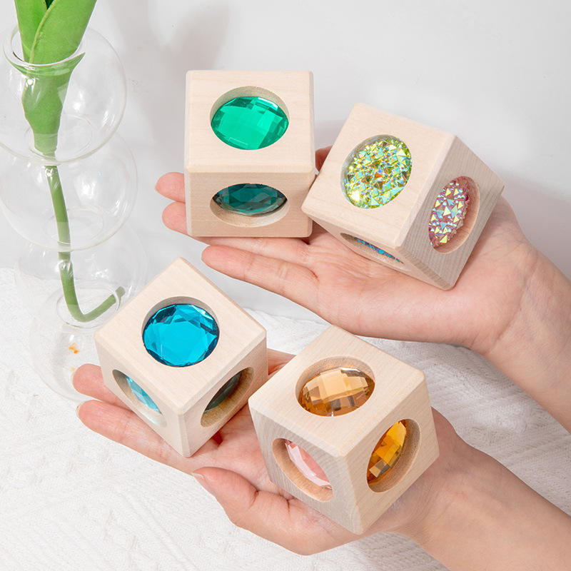 6-Sided Acrylic Gemstone Wooden Blocks