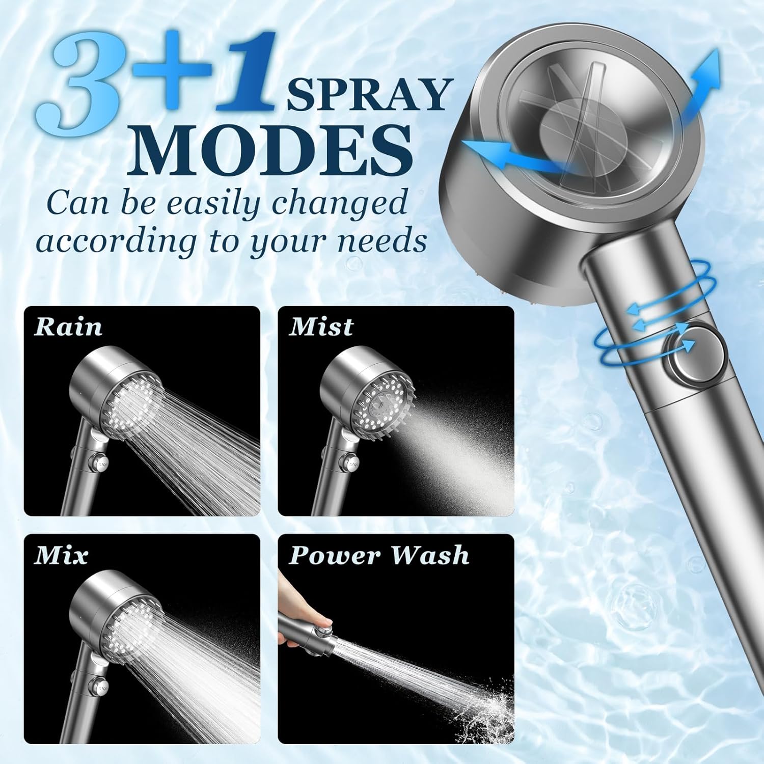 High Pressure Water 4 in 1 Shower Set