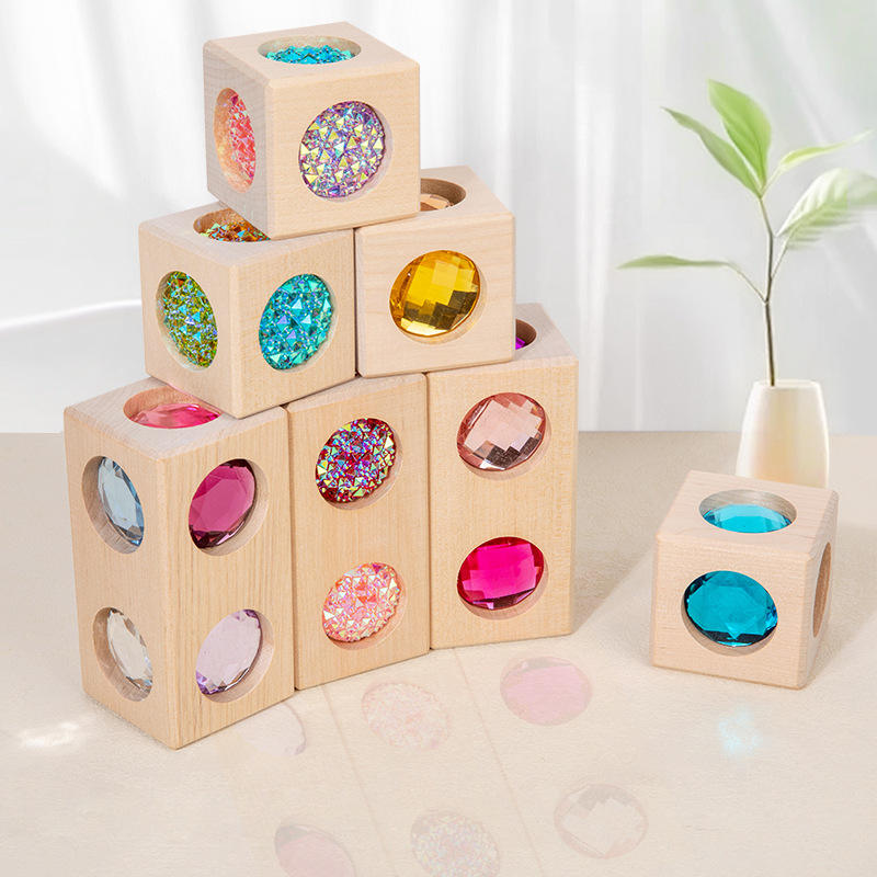 6-Sided Acrylic Gemstone Wooden Blocks