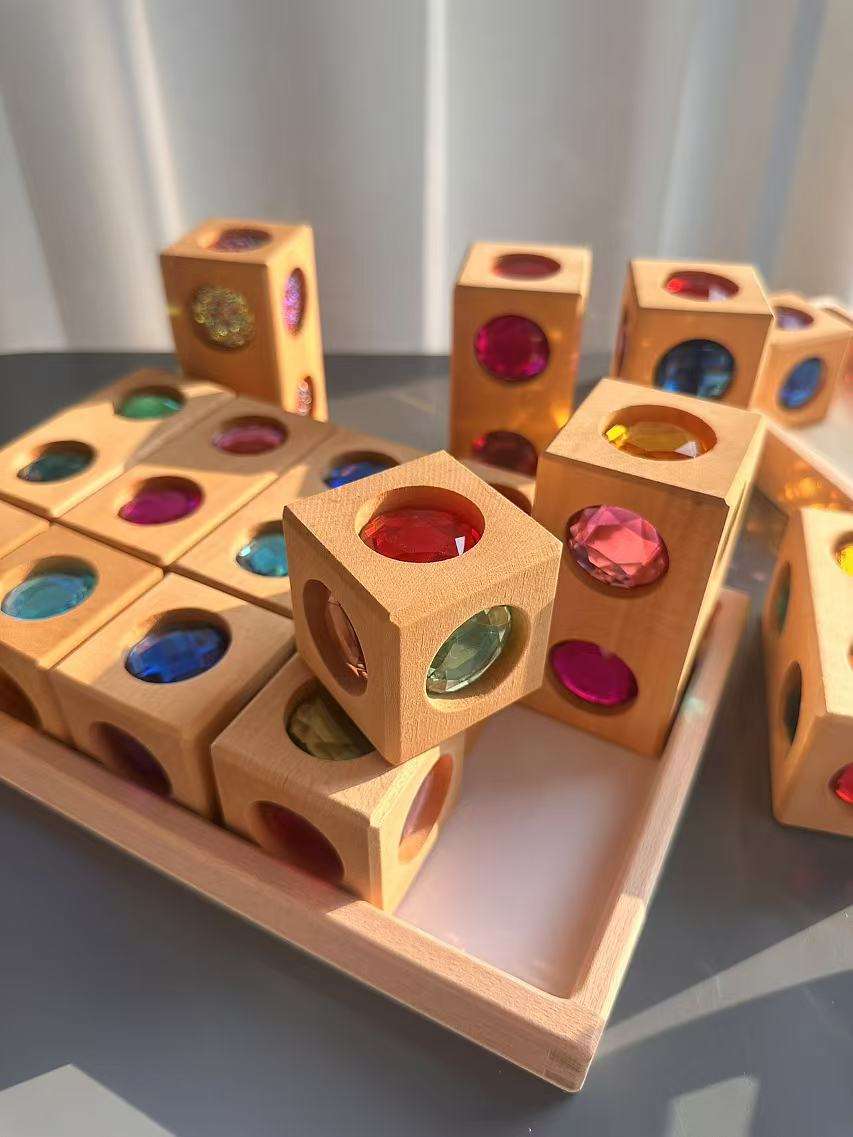 6-Sided Acrylic Gemstone Wooden Blocks
