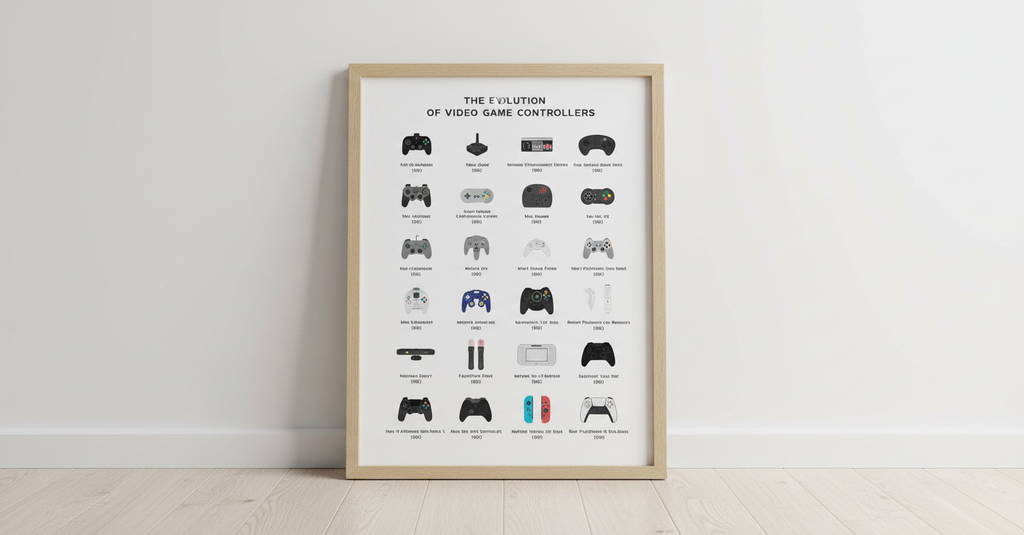 HAUS AND HUES Gamer Wall Decor - Boys Bedroom Posters, Teen Boys Video Game Room Decor, Gaming Poster (Beige Frame, 16x20)