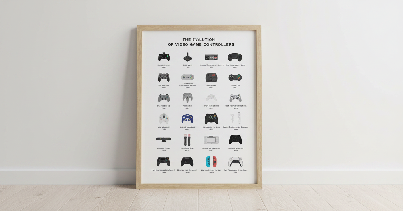HAUS AND HUES Gamer Wall Decor - Boys Bedroom Posters, Teen Boys Video Game Room Decor, Gaming Poster (Beige Frame, 16x20)
