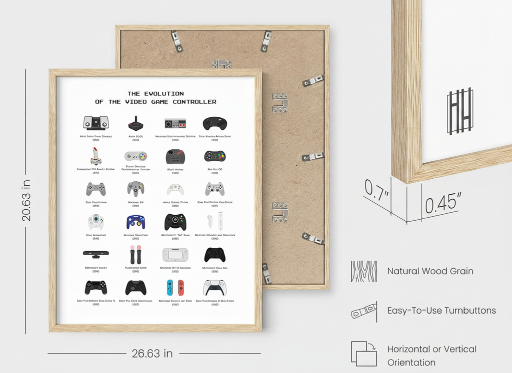 HAUS AND HUES Gamer Wall Decor - Boys Bedroom Posters, Teen Boys Video Game Room Decor, Gaming Poster (Beige Frame, 16x20)