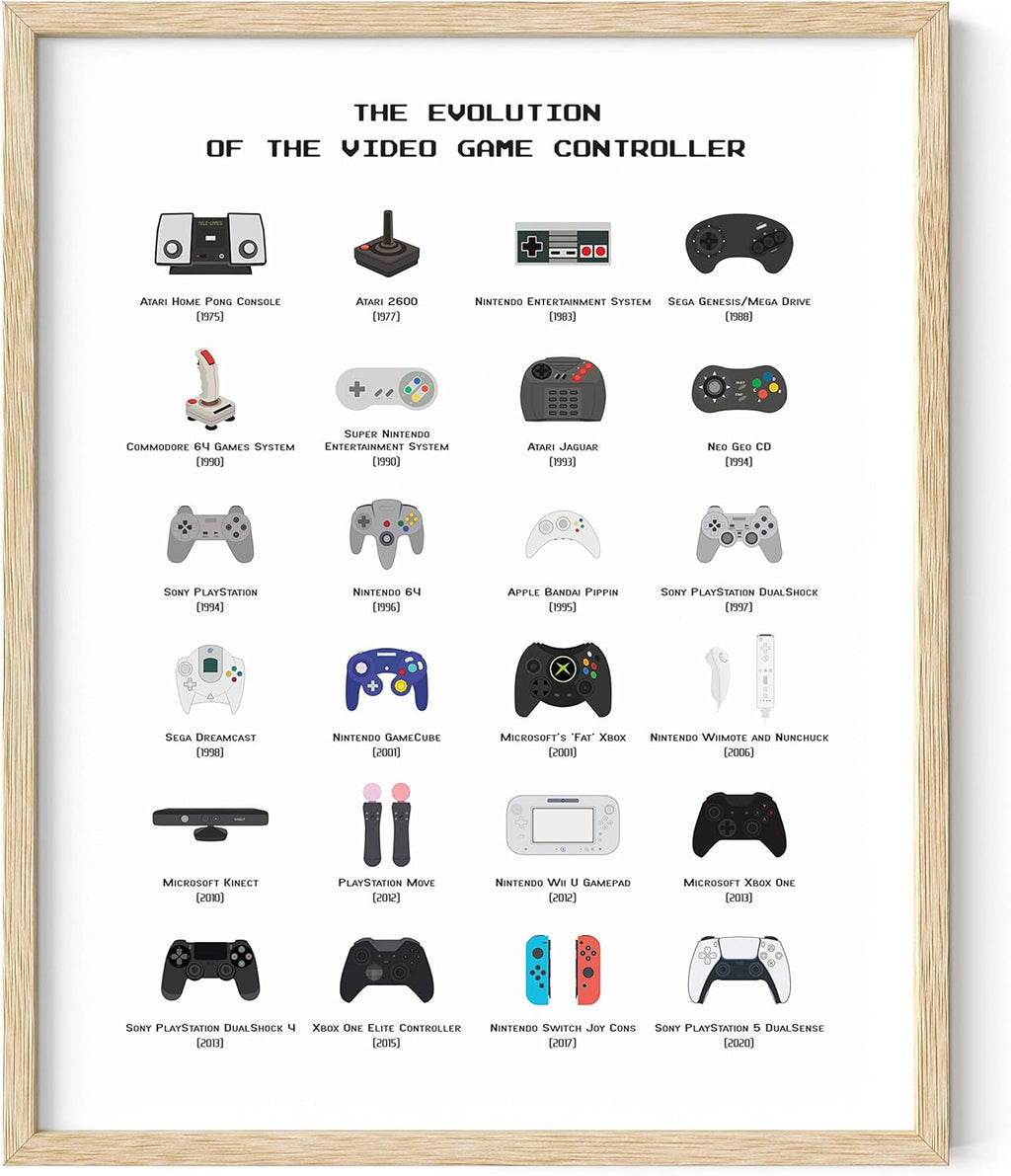 HAUS AND HUES Gamer Wall Decor - Boys Bedroom Posters, Teen Boys Video Game Room Decor, Gaming Poster (Beige Frame, 16x20)