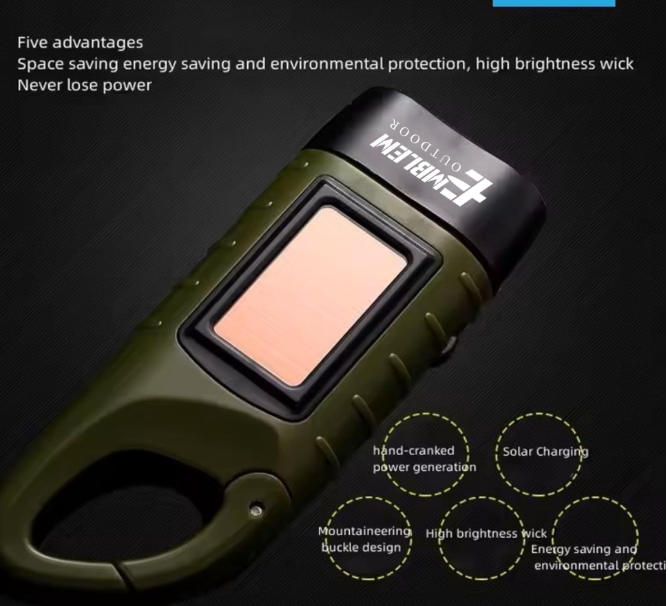 Solar Hand Crank Flashlight And Power Bank