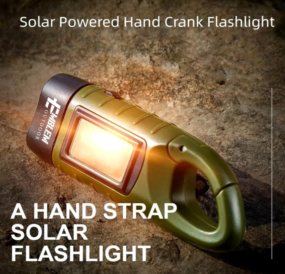 Solar Hand Crank Flashlight And Power Bank