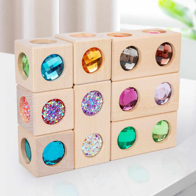 6-Sided Acrylic Gemstone Wooden Blocks