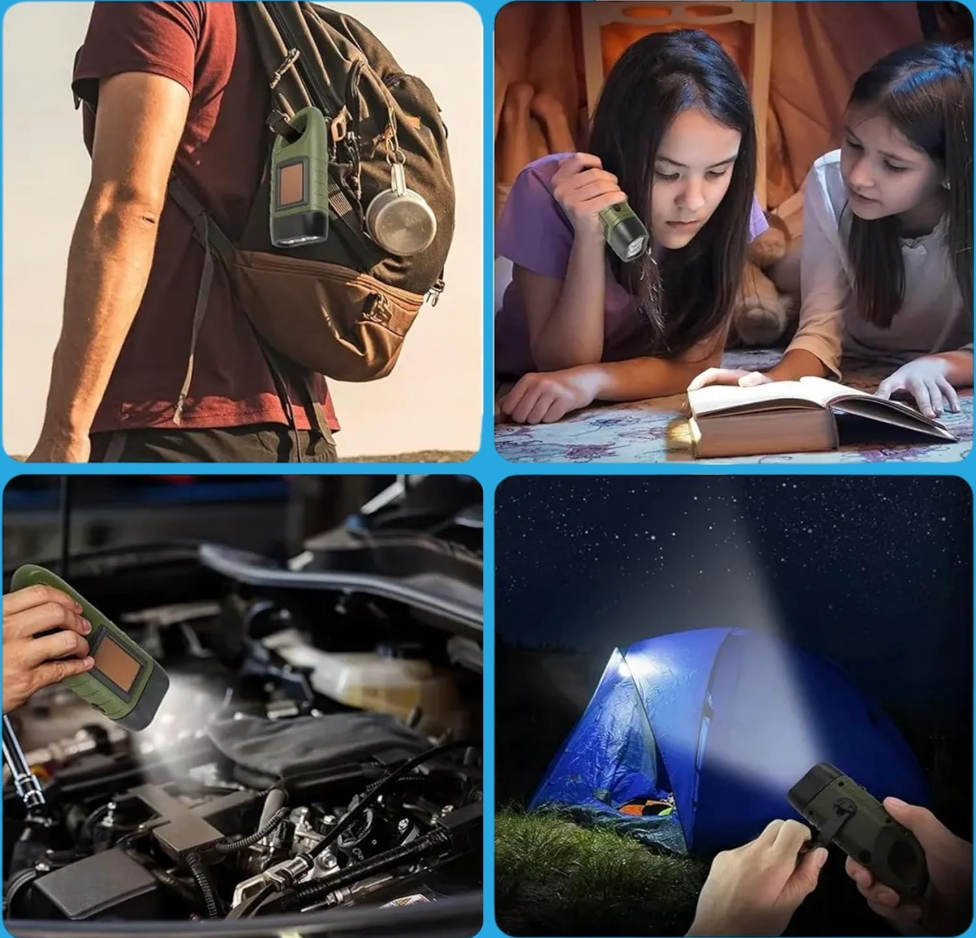 Solar Hand Crank Flashlight And Power Bank