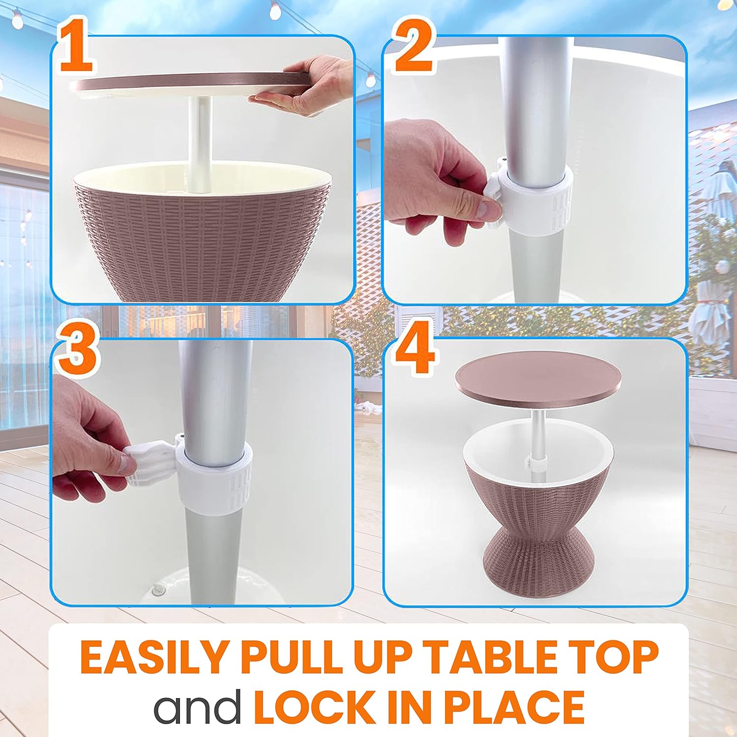 Height Adjustable Ice Cooler Beach Bar Table