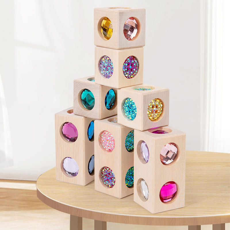 6-Sided Acrylic Gemstone Wooden Blocks