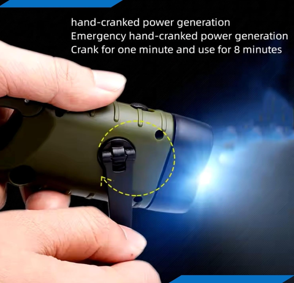 Solar Hand Crank Flashlight And Power Bank