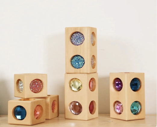 6-Sided Acrylic Gemstone Wooden Blocks