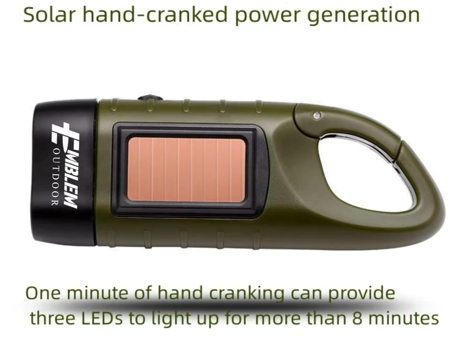 Solar Hand Crank Flashlight And Power Bank