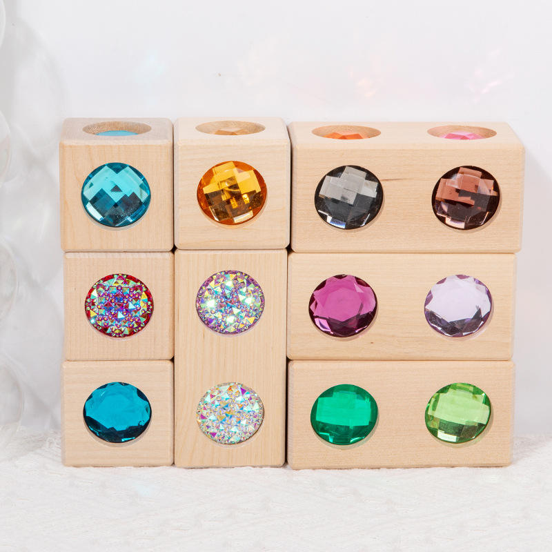 6-Sided Acrylic Gemstone Wooden Blocks